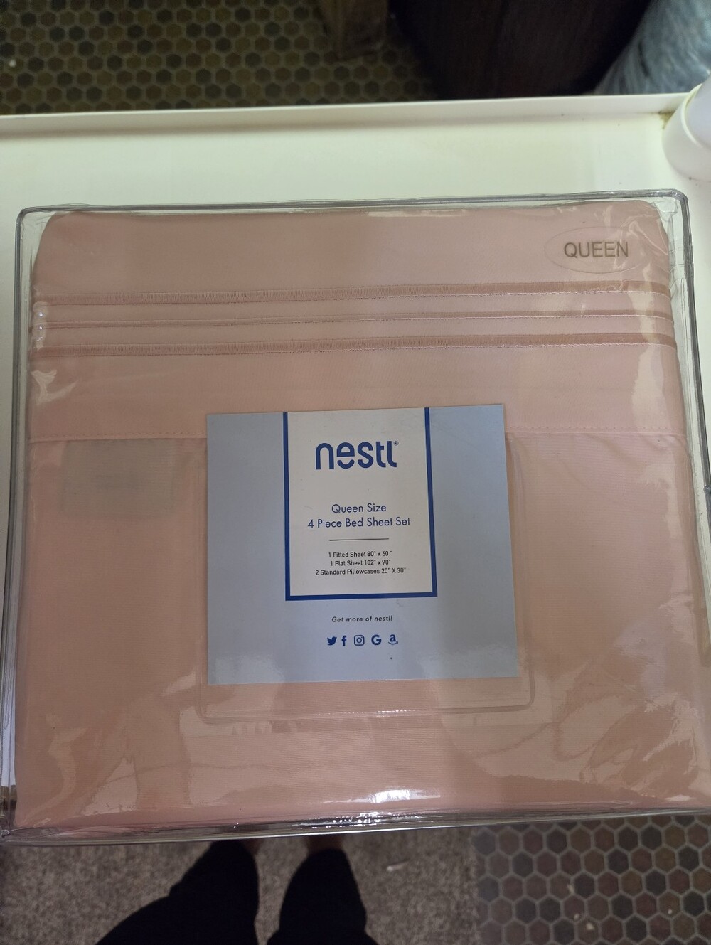 nestl Queen 4-Piece Bed Sheet Set - Peach